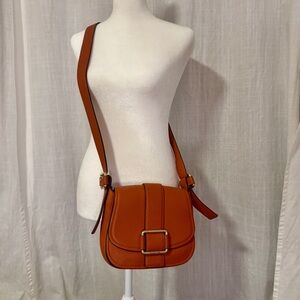 Michael Kors Orange Maxine Crossbody Saddle Bag